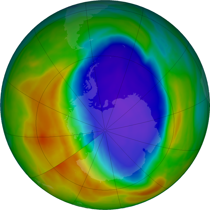 Antarctic ozone map for 13 October 2024